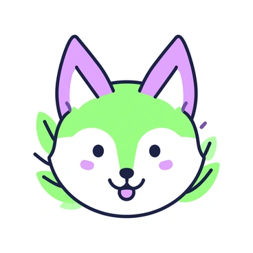 A fox head is centered in the image, showcasing its features. The fox has prominent ears that stand upright, framed by soft fur. It has "rosy cheeks" that add a playful charm, and a "small nose" at the center of its face. The expression on the fox's face is lively, reflecting its "playful nature." Surrounding the fox, there is a subtle hint of foliage, suggesting a natural habitat without overwhelming the main focus on the fox's face.