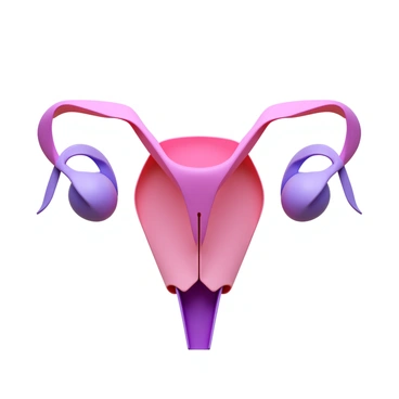 An origami-inspired representation of the female reproductive system crafted from intricately folded paper. The structure includes detailed representations of the uterus, fallopian tubes, and ovaries, all meticulously designed with crisp folds and sharp creases. The paper is a soft pastel color palette, featuring shades of pink and light purple. The composition highlights the curves and connections between the different parts of the reproductive system, emphasizing the delicate nature of the origami art. Each component is distinct, showcasing the intricate craftsmanship of paper folding.