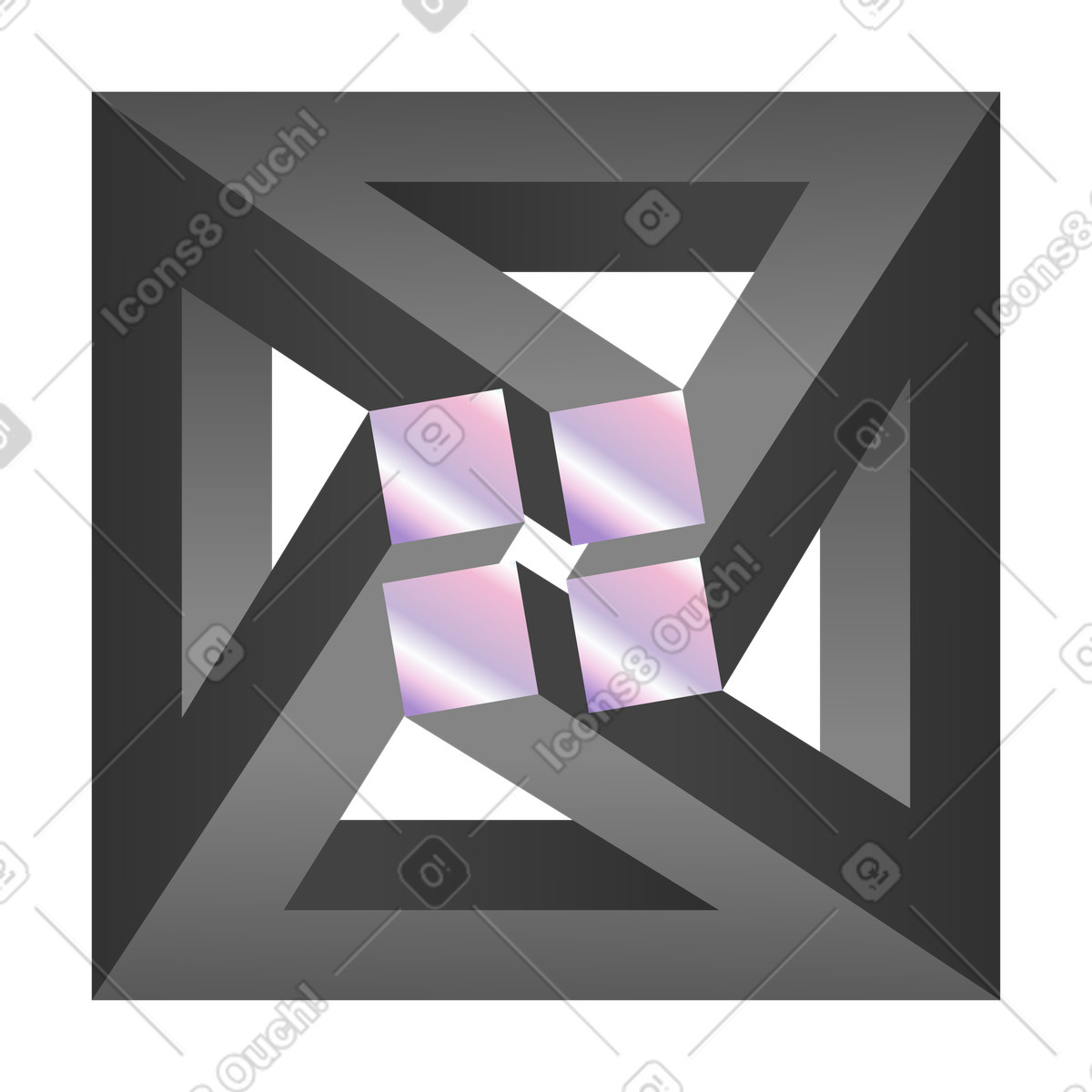Geometrische quadrate im rahmen, unmögliche form-Illustration Illusion-Stil als Download in PNG, SVG