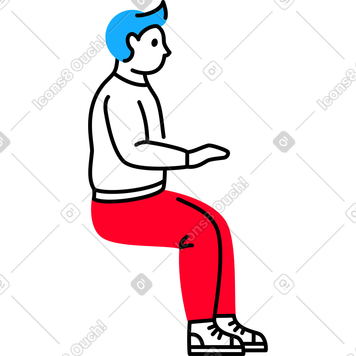 Illustration Homme assis dans le style Transistor à télécharger aux formats PNG, SVG