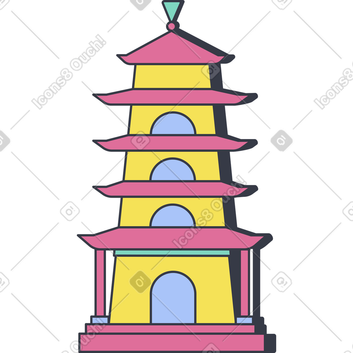 Illustration Pagode dans le style Abstract à télécharger aux formats PNG, SVG