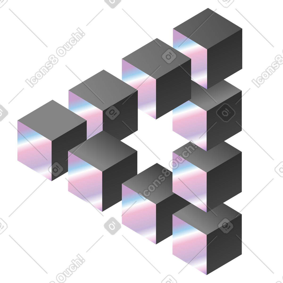 Ilustração de Cubos em arranjo triangular ilusão ótica no estilo Illusion para baixar PNG, SVG