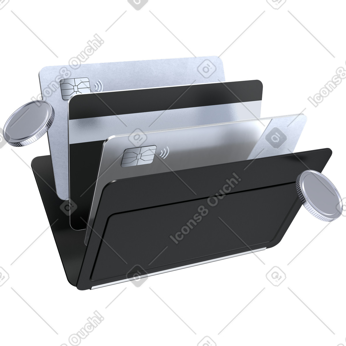 Credit card storage, Digital transactions, Payment methods illustration in 3D Pro style download in PNG, SVG