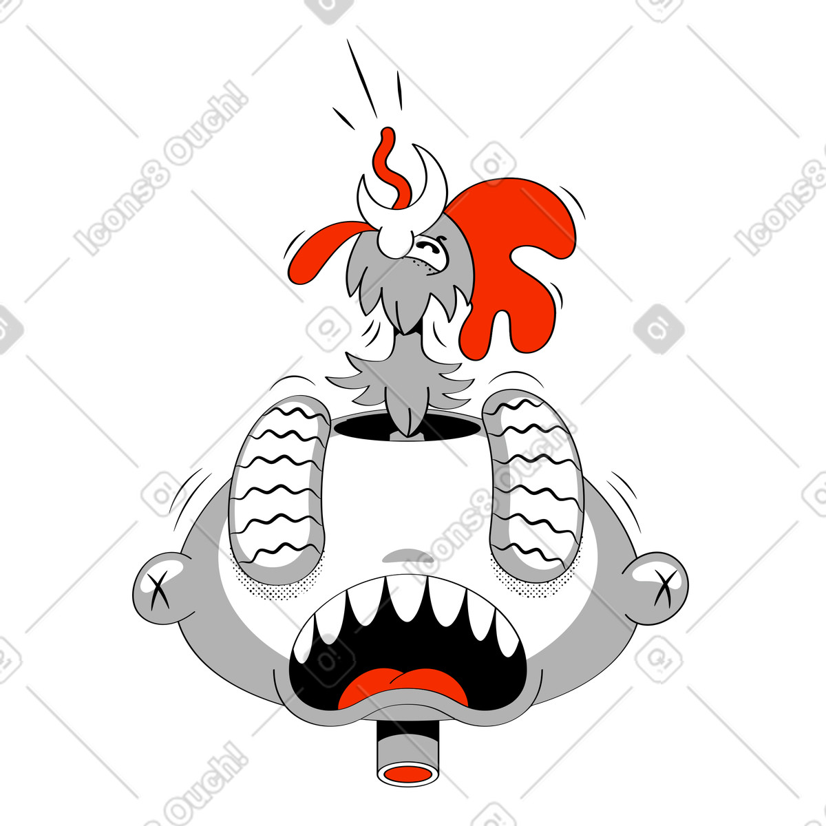 Alarm clock illustration in Looney style download in PNG, SVG