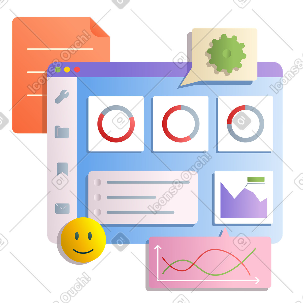 Ilustração de Configuração dashboard com indicadores desempenho em no estilo Silky para baixar em PNG, SVG