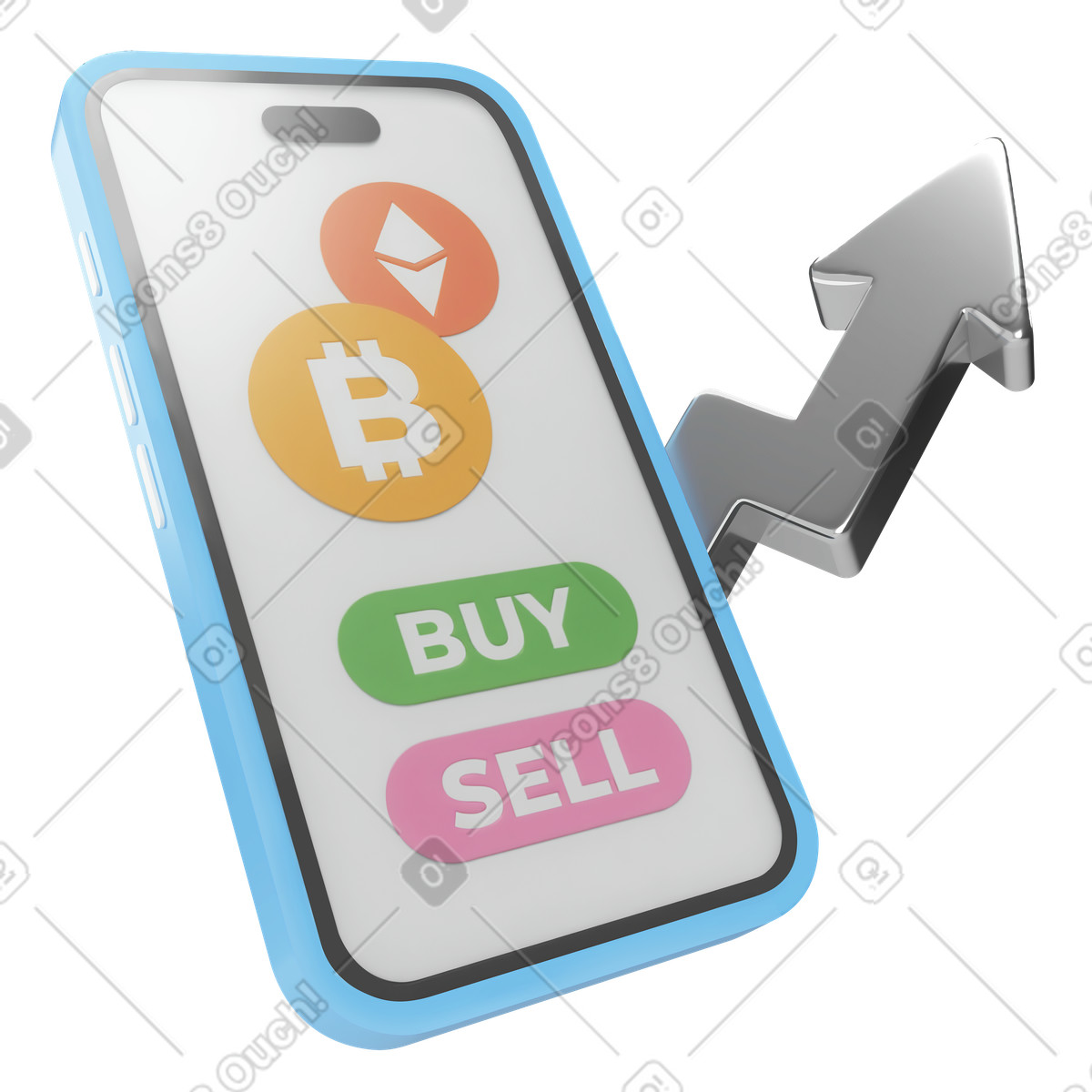 Crypto exchange app, Digital currencies and blockchain technology illustration in PNG, SVG