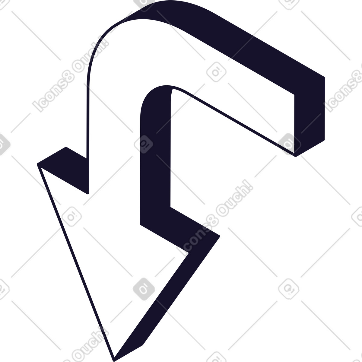 Node 스타일의 곡선 화살표 아래쪽 일러스트레이션 PNG, SVG 다운로드