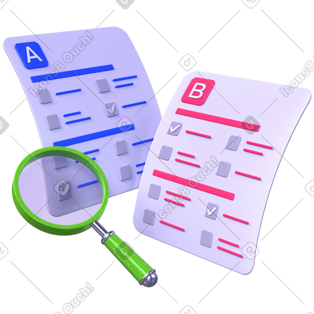 Confronto tra test a/b, risultati di analisi del comportamento degli utenti illustrazione in stile 3D Boost scarica in PNG, SVG