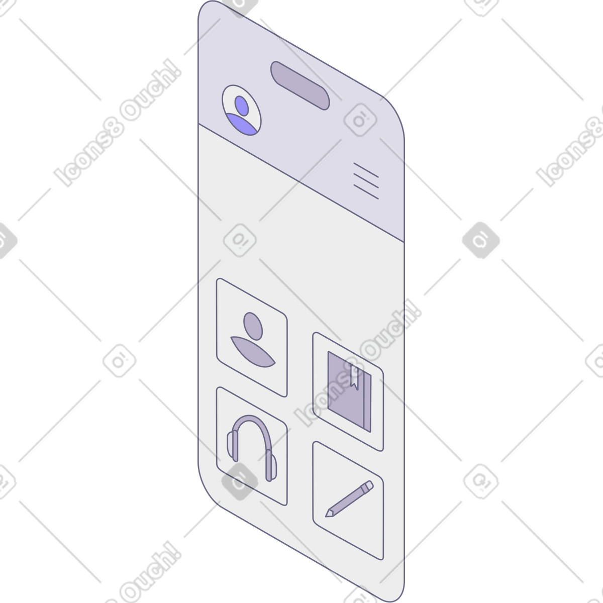 Modul スタイルの 言語アプリ画面 のイラストをPNG、SVG形式でダウンロード