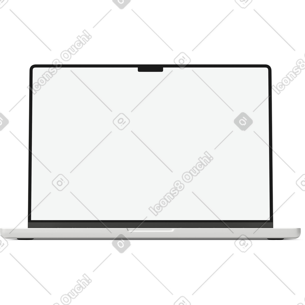 Front view of white screen laptop-Illustration im 3D Business-Stil als Download in PNG, SVG
