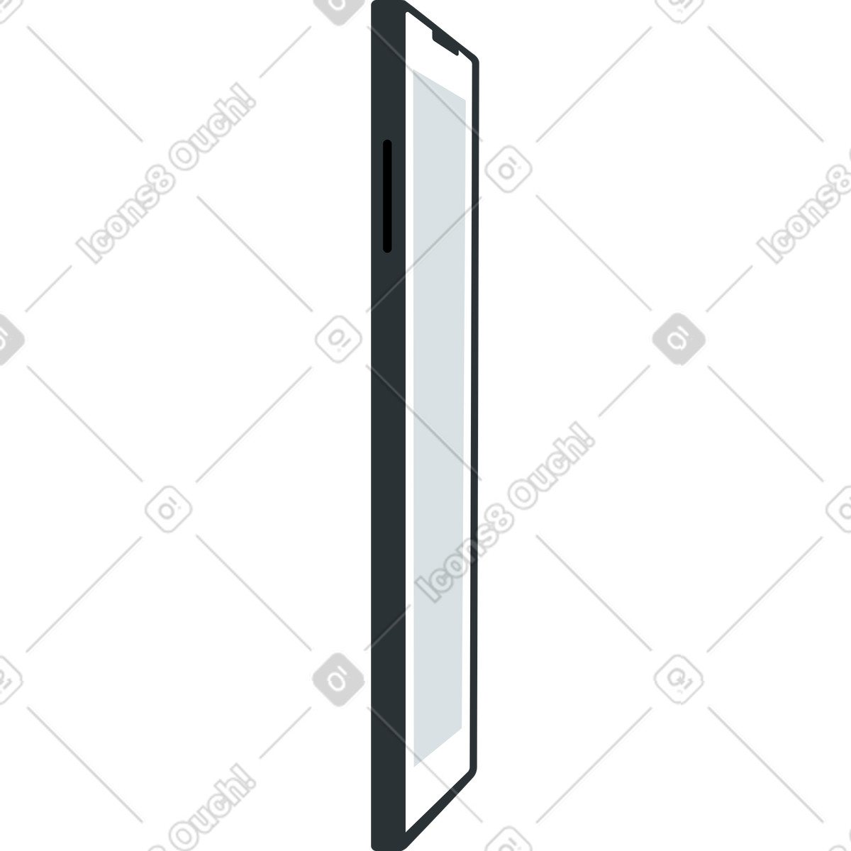 Gray phone in perspective-Illustration im Lagom-Stil als Download PNG, SVG