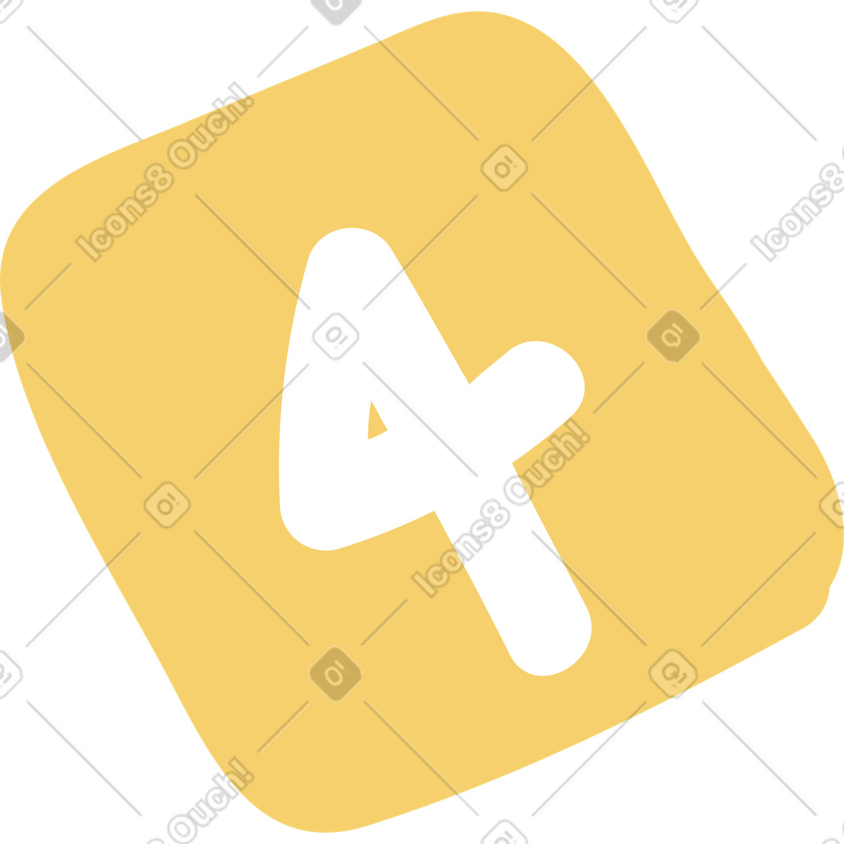 Number four illustration in Pluto style download in PNG, SVG