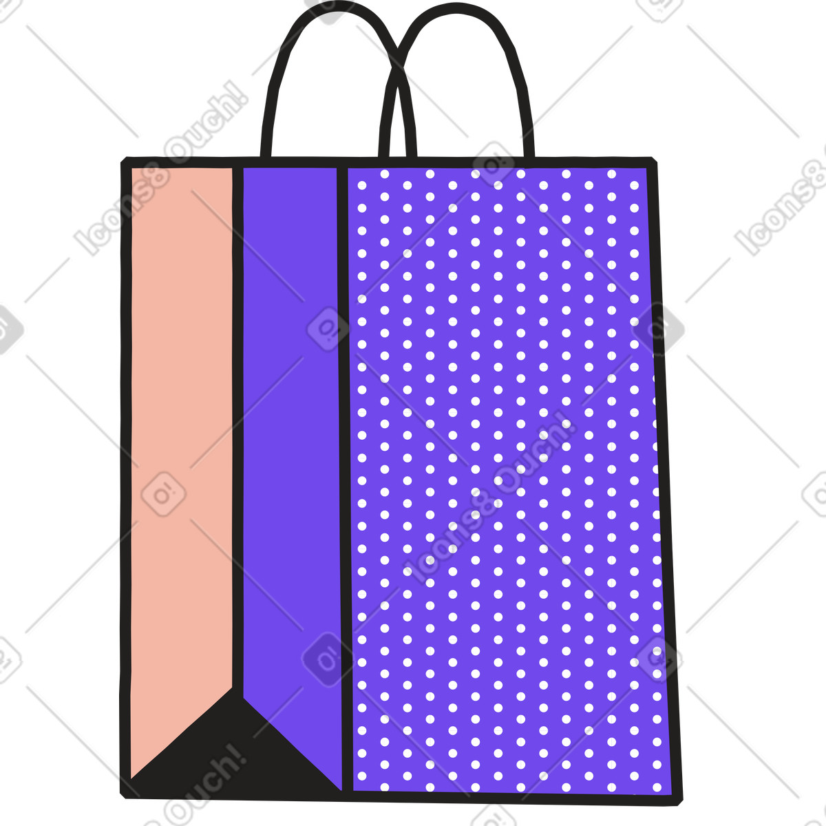 Ilustración Bolso de lunares azul en estilo Dazzle a descargar en PNG y SVG