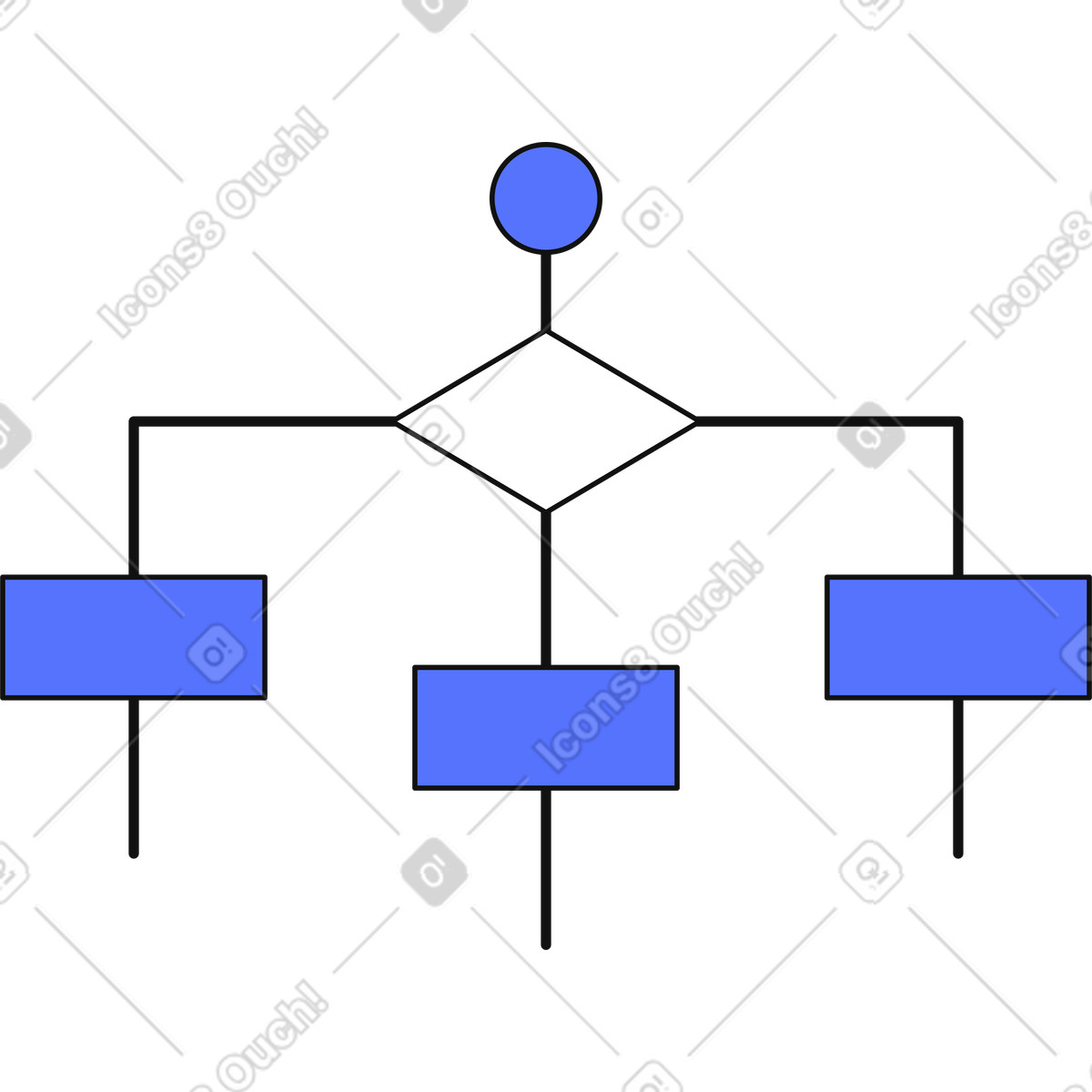 Main 스타일의 Flowchart decision tree diagram showing multiple branching process paths options 일러스트레이션 PNG, SVG 다운로드