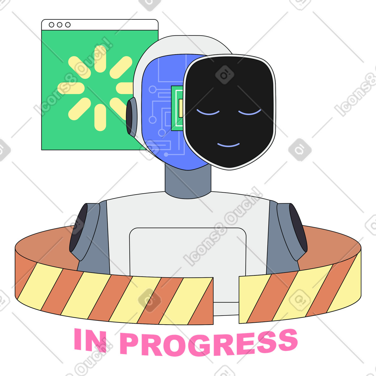 AI agent under development, Machine learning model in training, AI service maintenance illustration in Teko style download in PNG, SVG