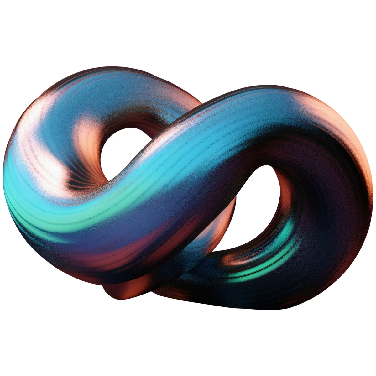 スタイルの 3D Twisted metallic shape with iridescent finish のイラストをPNG、SVG形式でダウンロード