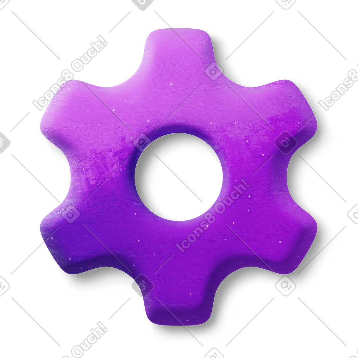 Ilustración Purple gear, configuración o preferencias en estilo 3D Microsoft Fluent illustration a descargar en PNG y SVG