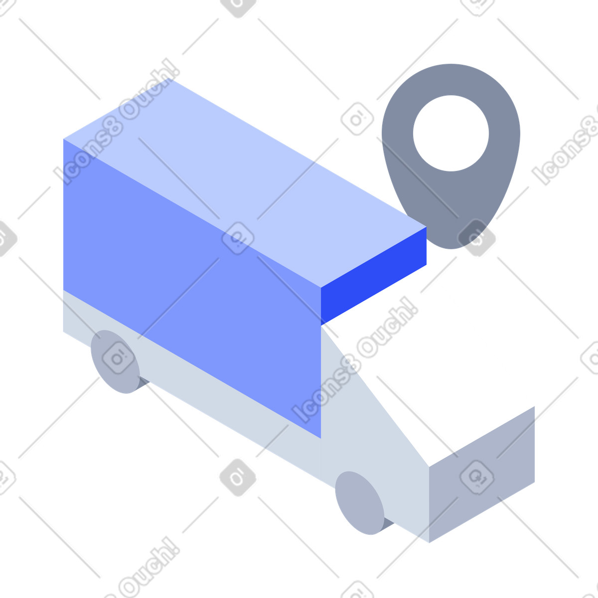 Delivery truck with location pin for real-time shipment tracking illustrazione in stile System scarica in PNG, SVG