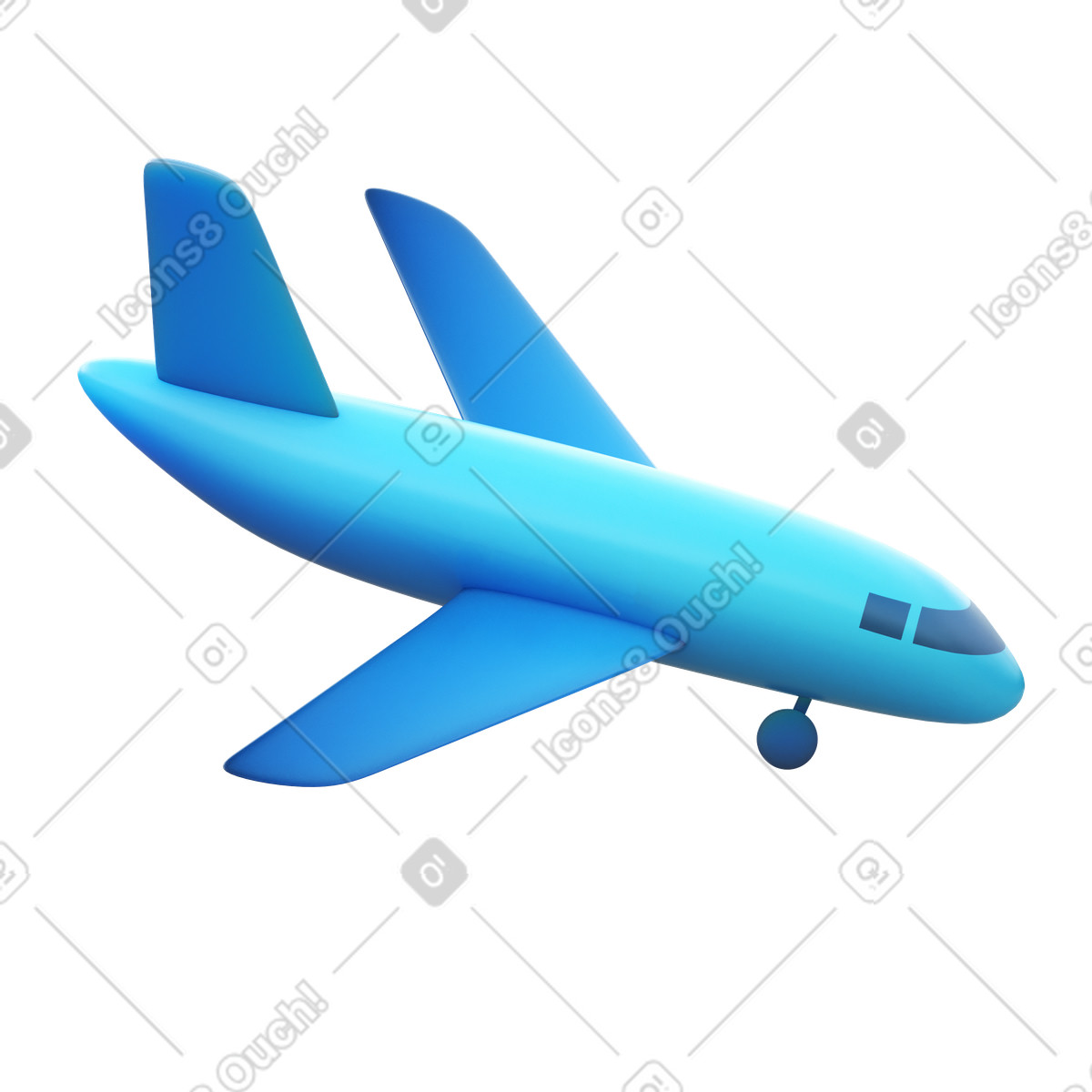 Airplane landing illustration in 3D Fluency style download in PNG, SVG