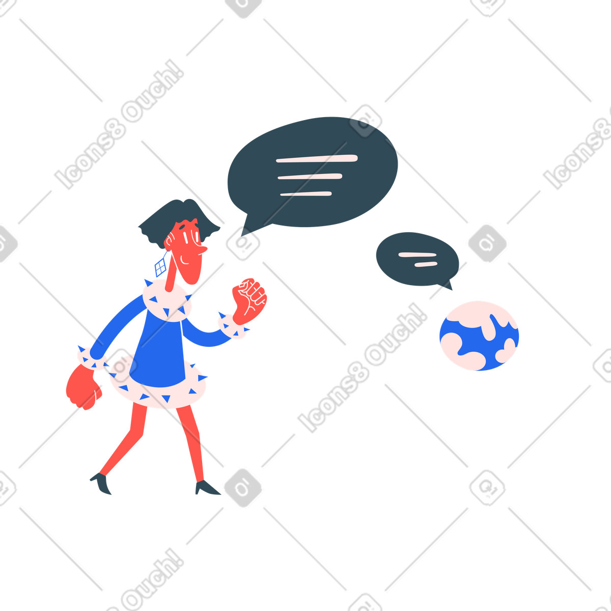 下载 Kingdom 风格的 User sending message to global chat, International communication and connection 插画，支持 PNG、SVG 格式