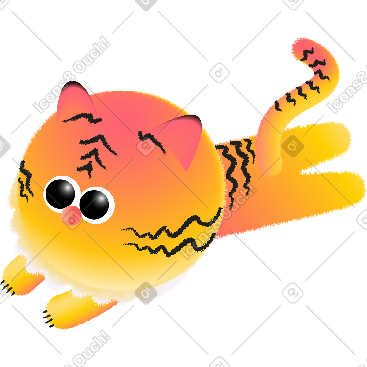 Ilustração de Tigre em no estilo Puffy para baixar em PNG, SVG