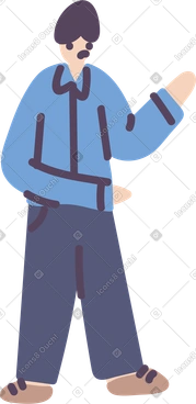 Man in a blue shirt stands PNG, SVG