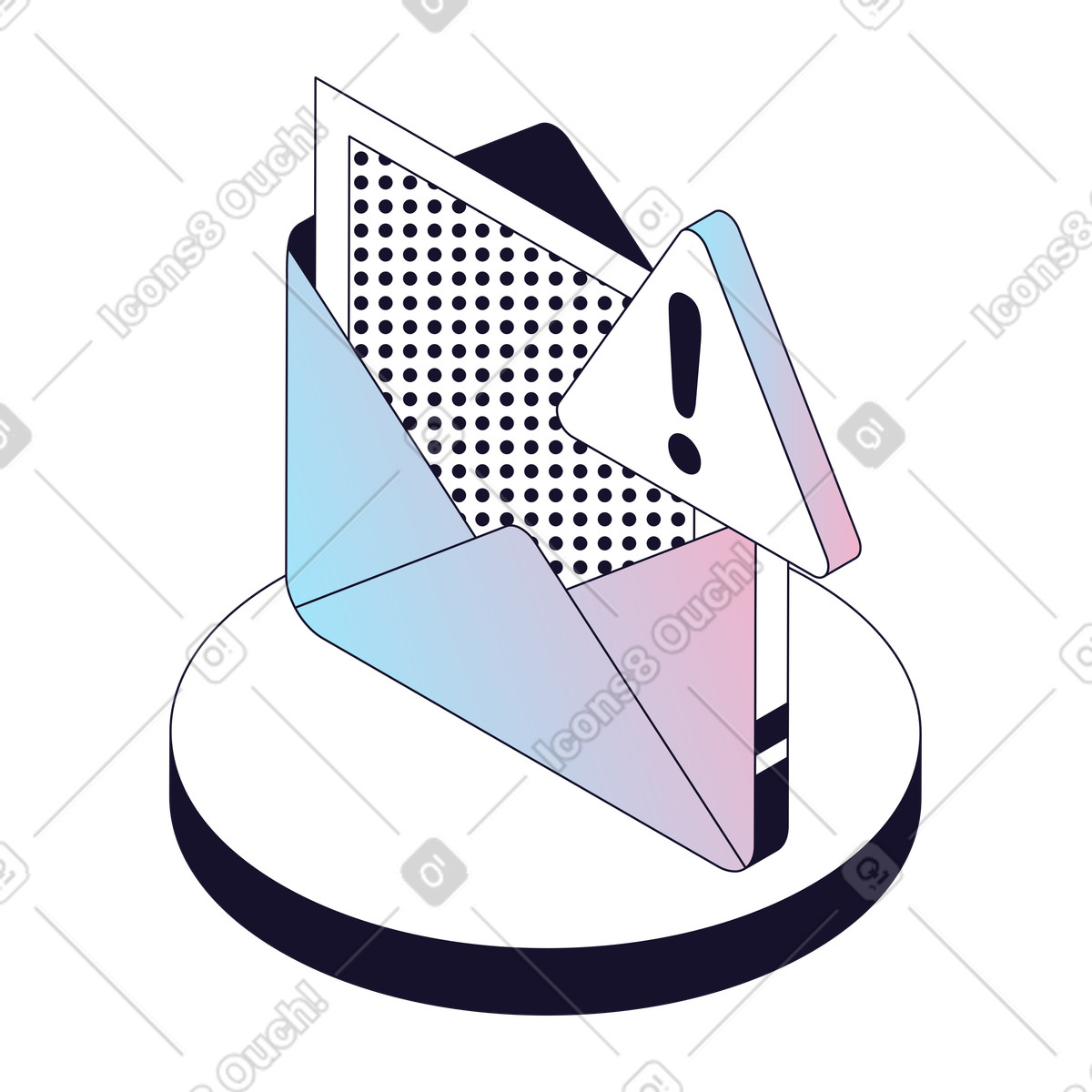 Email Warning, Alert Message, Risk Notification illustration in Node style download in PNG, SVG