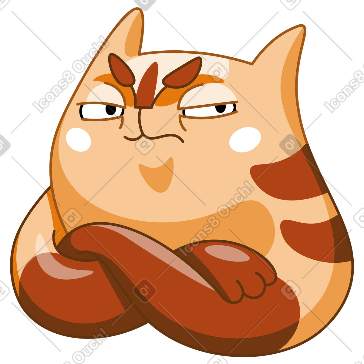 Illustration Chat avec les bras croisés regardant quelque chose de désagréable dans le style Kitekat à télécharger aux formats PNG, SVG