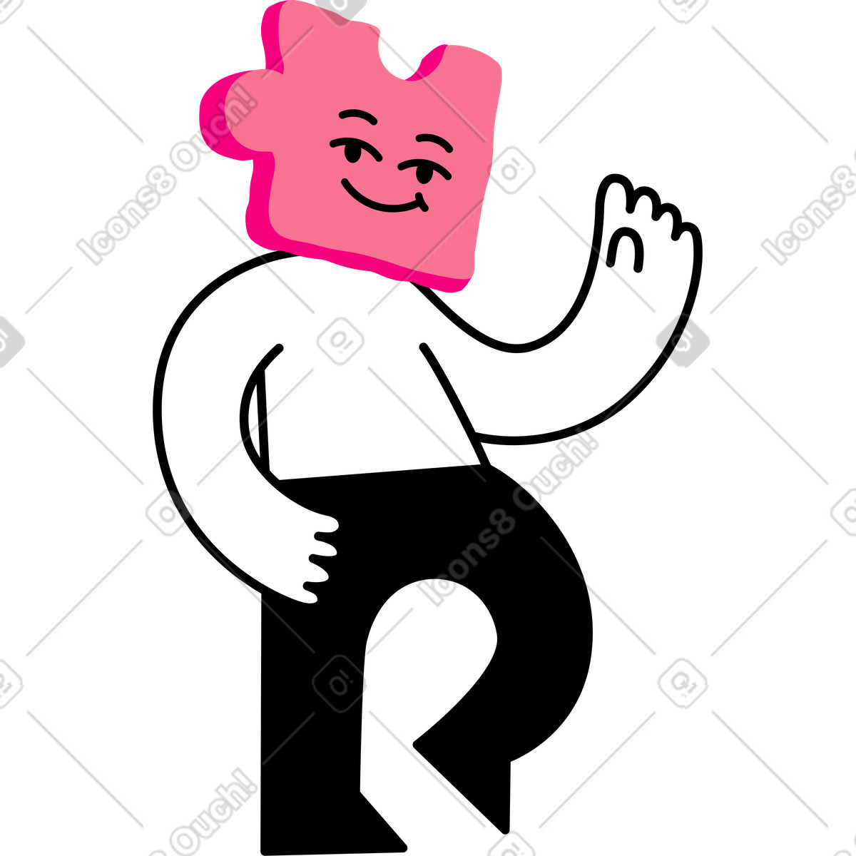 Illustration Personnage avec une tête de puzzle dans le style Giggle à télécharger aux formats PNG, SVG