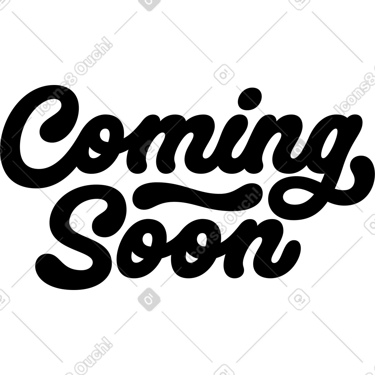 Lettering coming soon text illustration in Airy style download in PNG, SVG