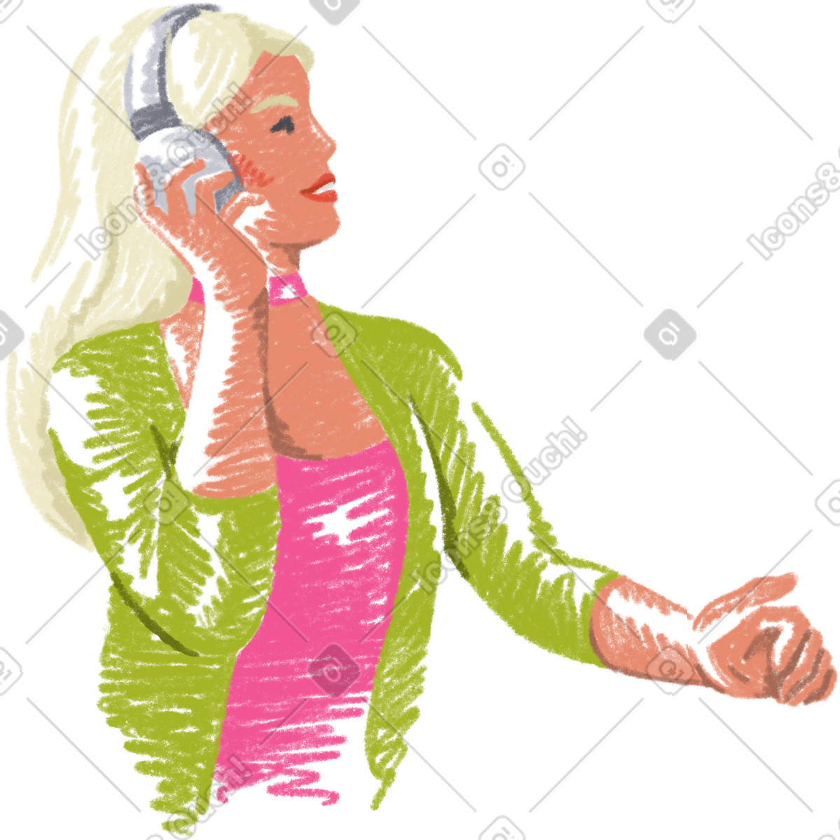 Ilustração de Woman with headphones em no estilo Sketchbook para baixar em PNG, SVG