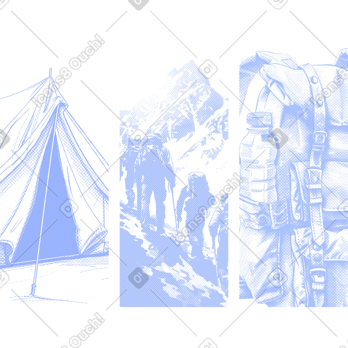 Hiking background illustration in Halftone style download in PNG, SVG