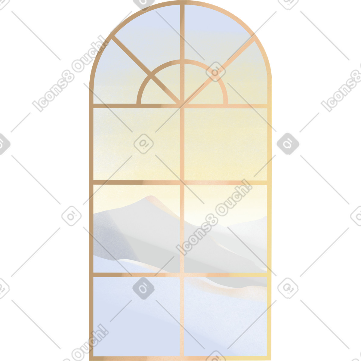 Ilustración View from the window on snowy mountains en estilo Shine a descargar en PNG y SVG