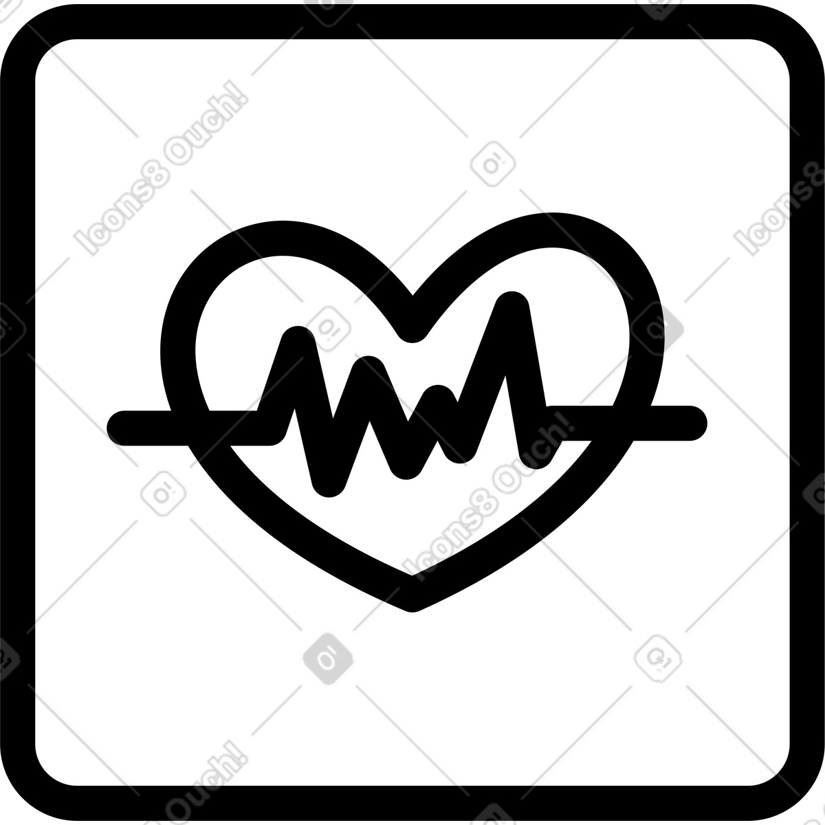 Heartbeat monitor symbol with heart shape and electrocardiogram line-Illustration im Notion Art-Stil als Download in PNG, SVG