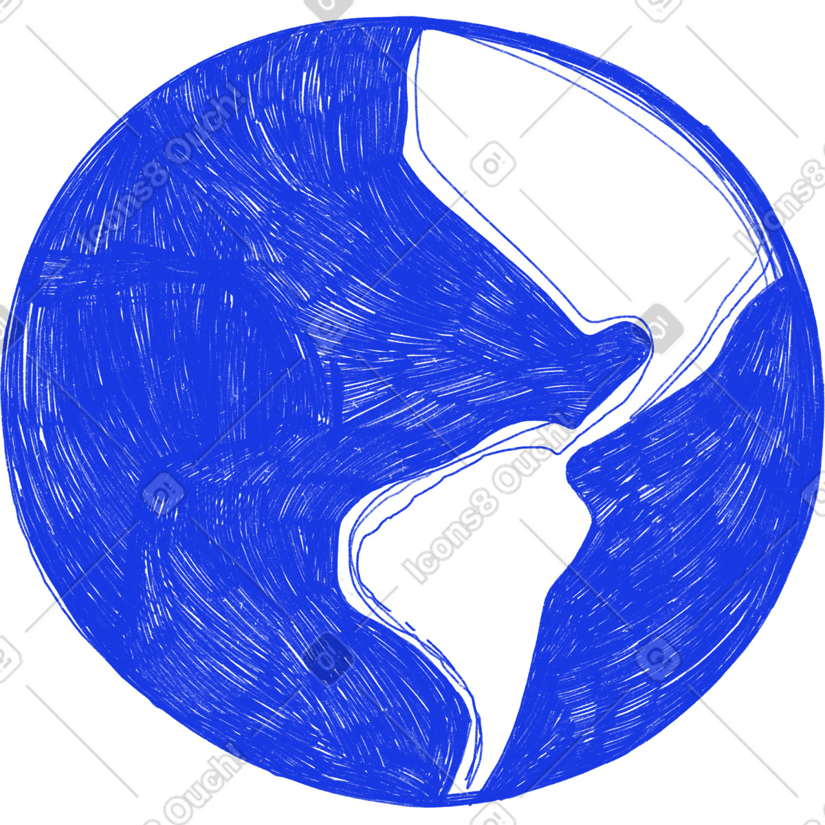 下载 Biro 风格的 Blue planet earth sketch 插画，支持 PNG、SVG 格式