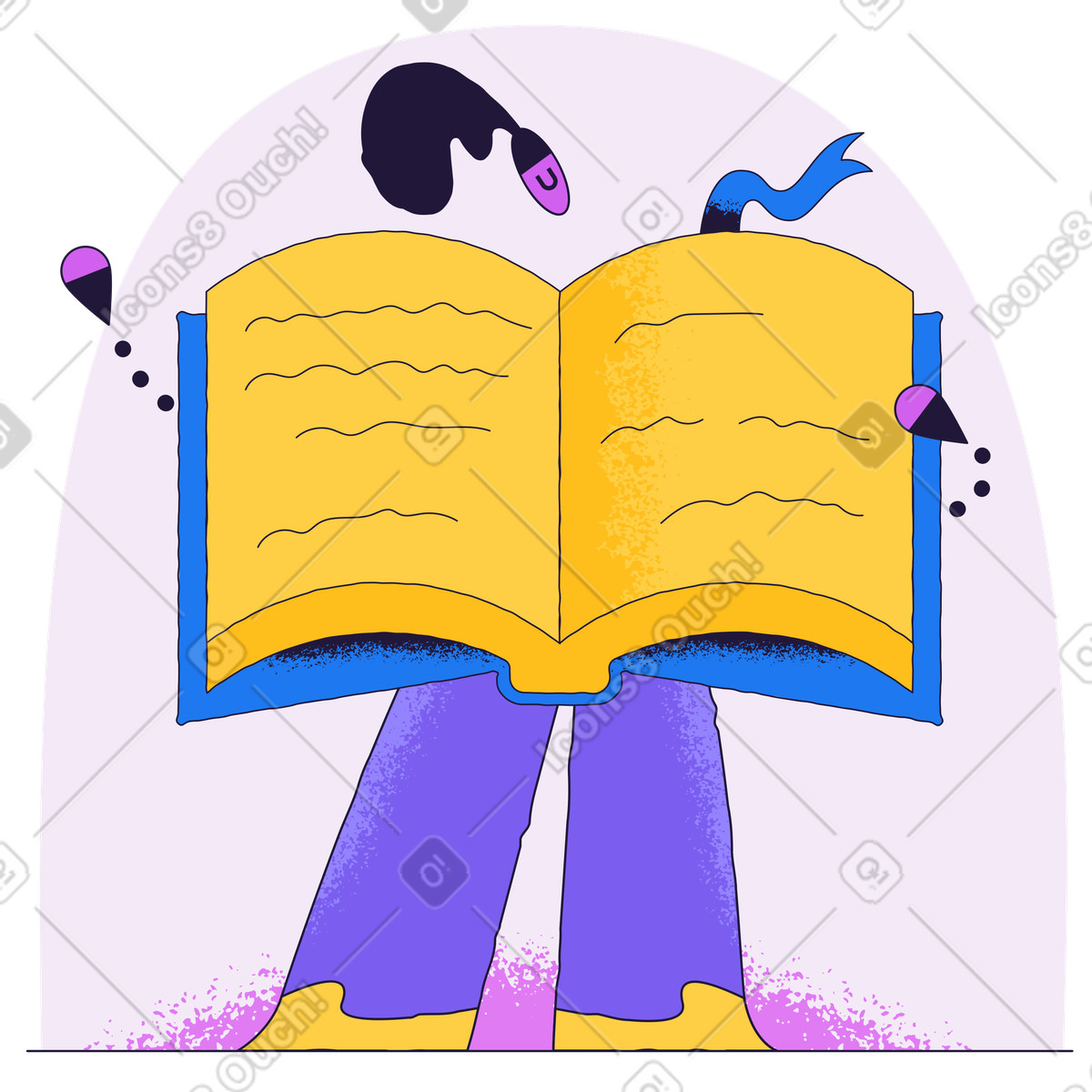Person wie ein offenes buch-Illustration im Conifer-Stil als Download in PNG, SVG