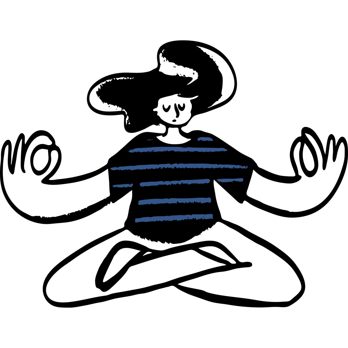 Serene meditation in tranquil lotus pose, Stress relief and mental clarity illustration Open Doodles style download PNG, SVG