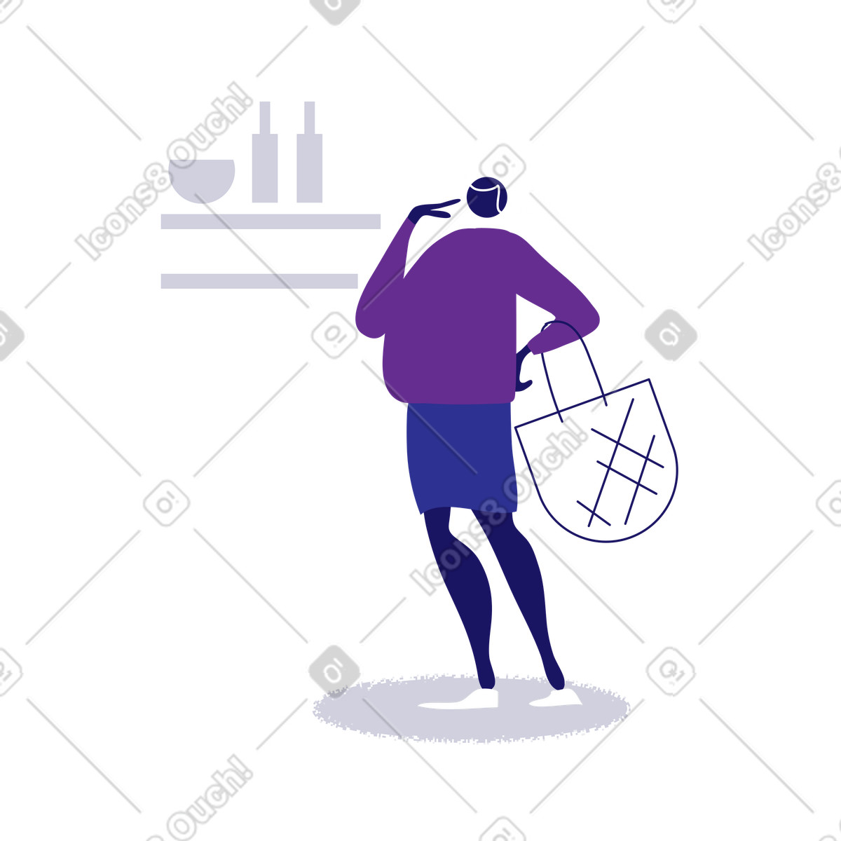 Experimental スタイルの Customer choosing item in store, Supermarket experience and retail purchase のイラストをPNG、SVG形式でダウンロード