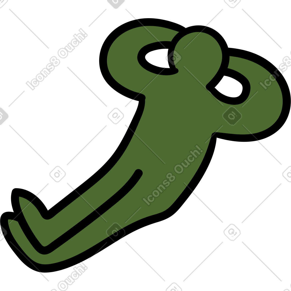 Illustration Green person relaxing while laying down with hands behind head dans le style Wiggle à télécharger aux formats PNG, SVG