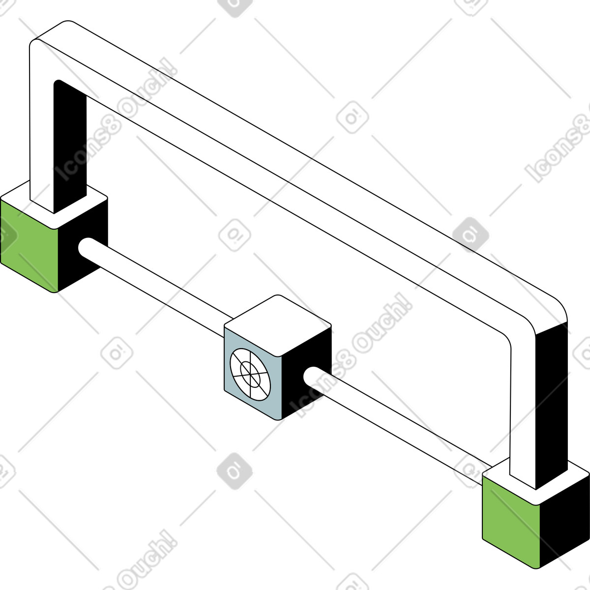 Extruder with axes illustration in Isometric style download in PNG, SVG