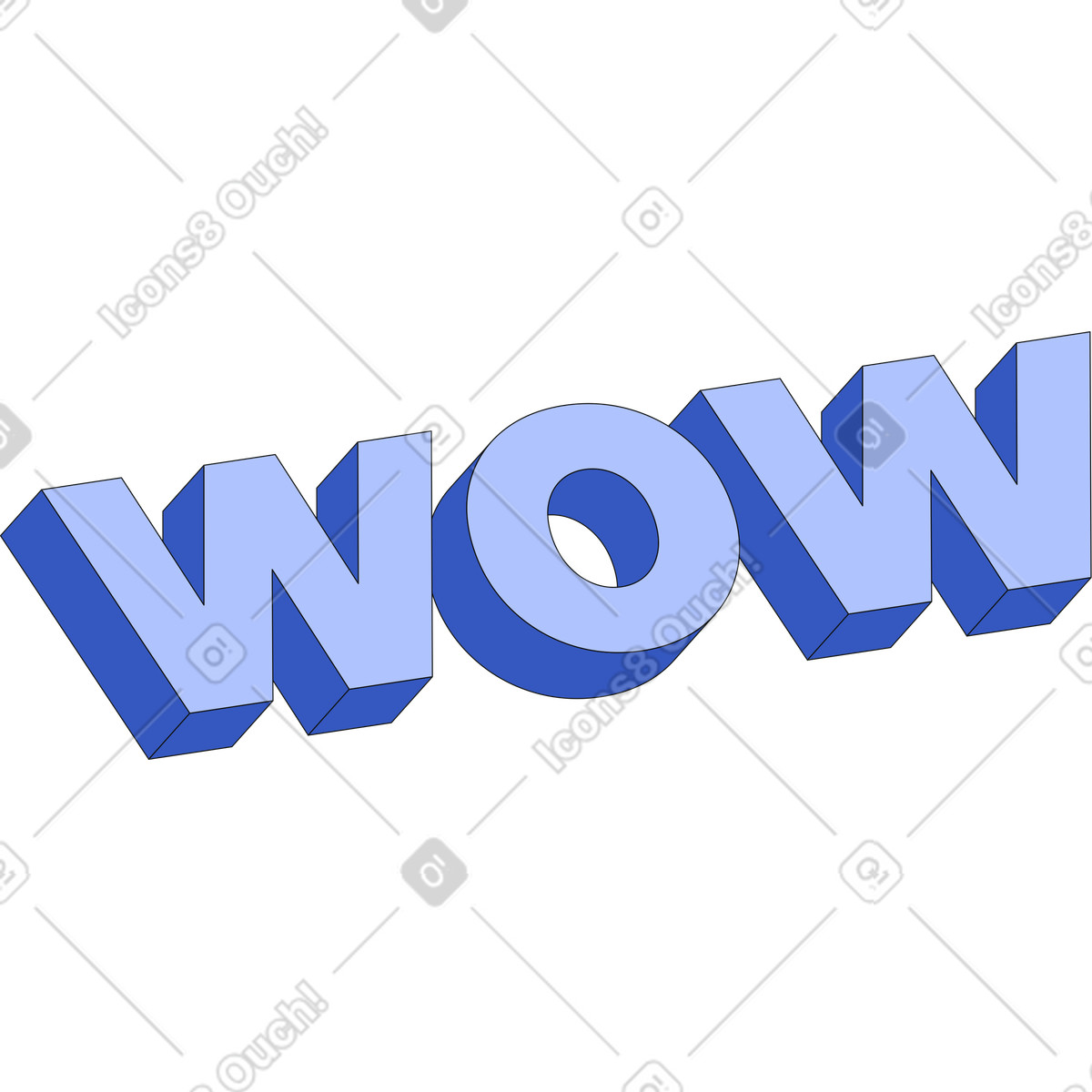 Ilustración Letras wow texto en estilo Techny a descargar en PNG y SVG