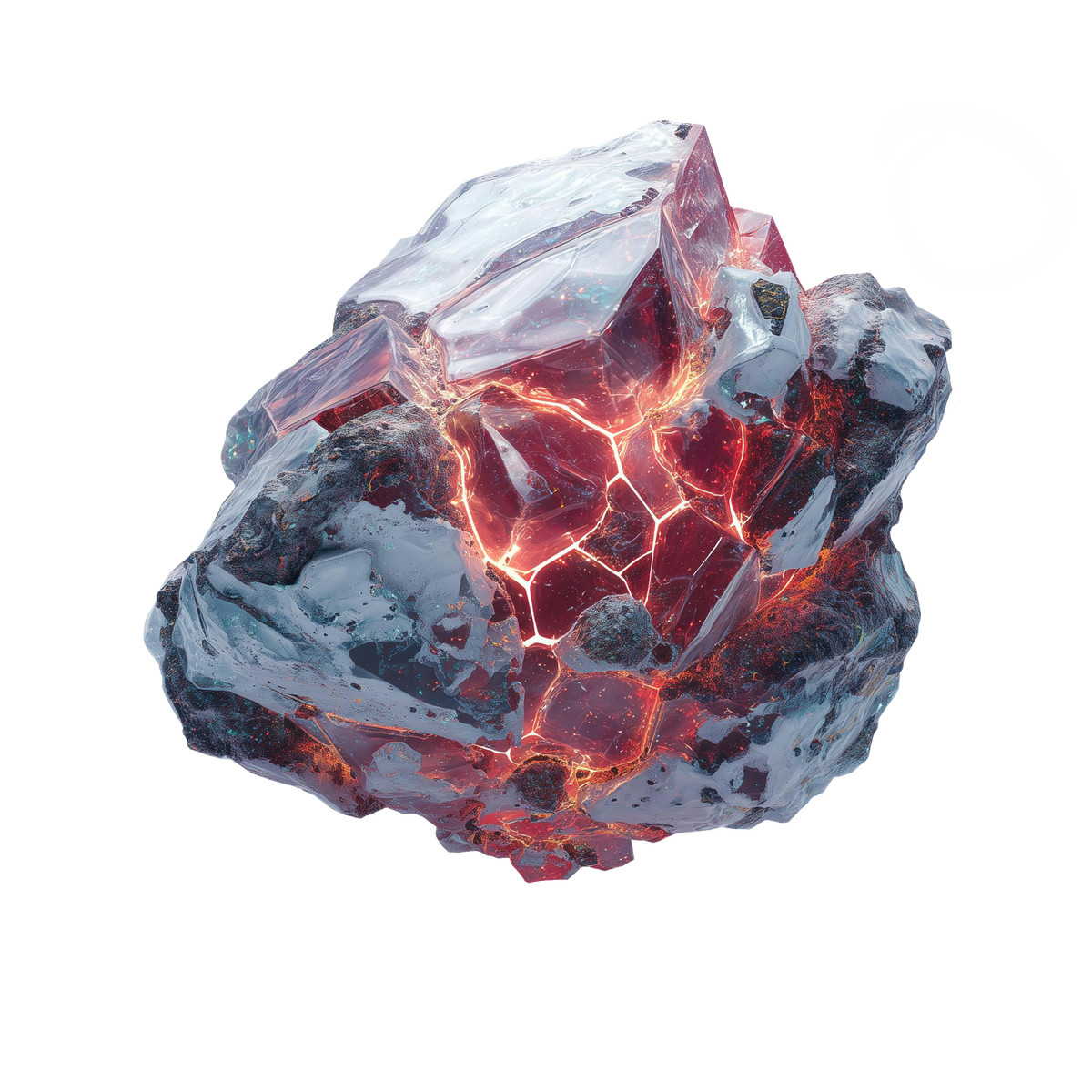 Glowing magma rock with cracks, volcanic formation and natural resource illustrazione in stile Biomorphic scarica in PNG, SVG