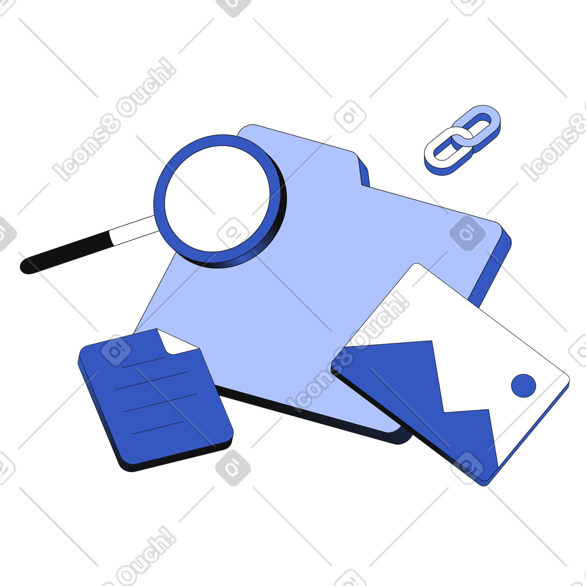 Searching for a file in a folder animated illustration in GIF, Lottie (JSON), AE