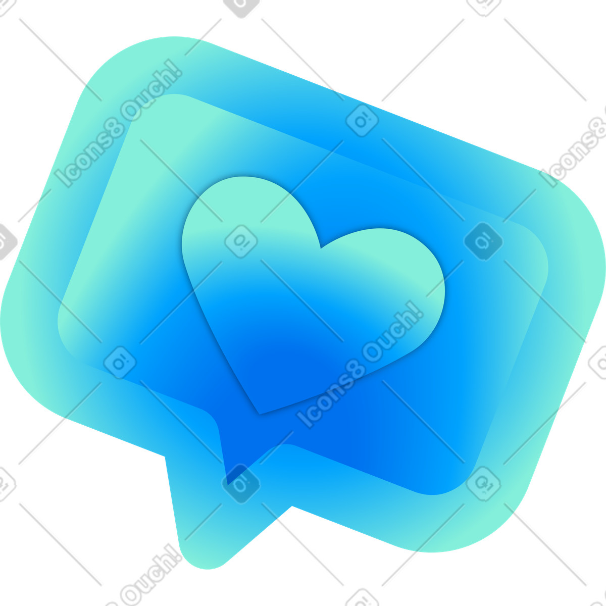 Blue bubble with heart illustration in Puffy style download in PNG, SVG
