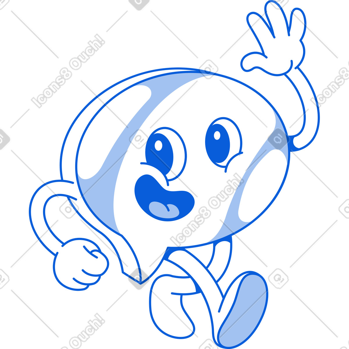Handy Line 스타일의 걷는 파란 말풍선 일러스트레이션 PNG, SVG 다운로드