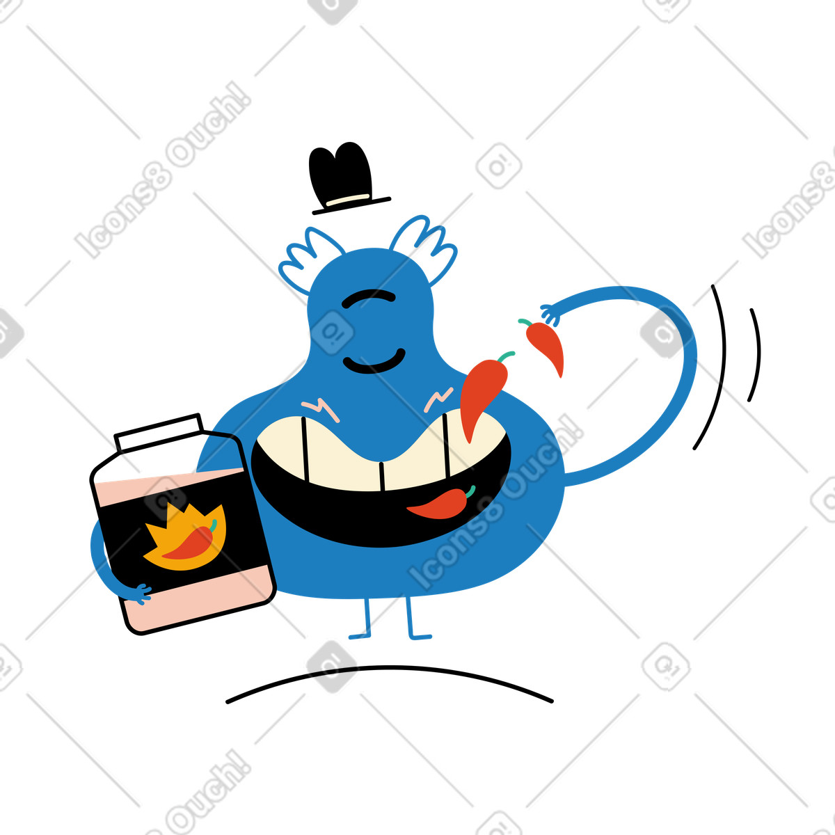 Ilustração de Personagem come muito pimenta em no estilo Jelly para baixar em PNG, SVG