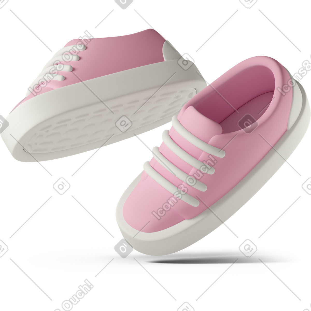 3D Casual life スタイルの Pink sneakers floating のイラストをPNG、SVG形式でダウンロード