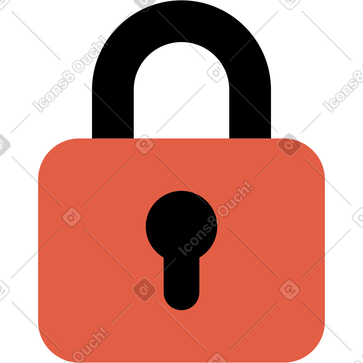 Closed lock illustration in Flat style download in PNG, SVG