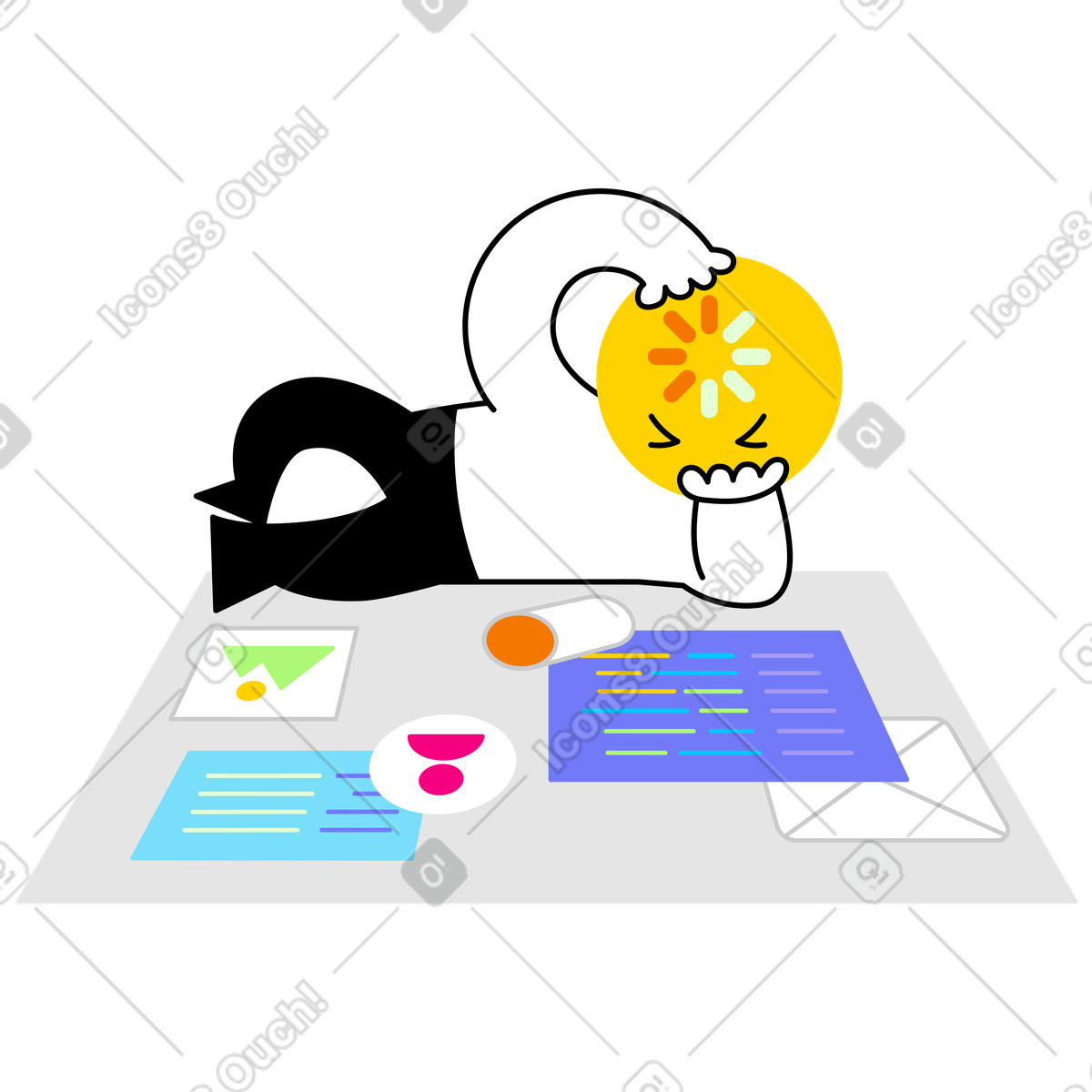 Illustration Application de conception et création personnages dans le style Giggle à télécharger aux formats PNG, SVG