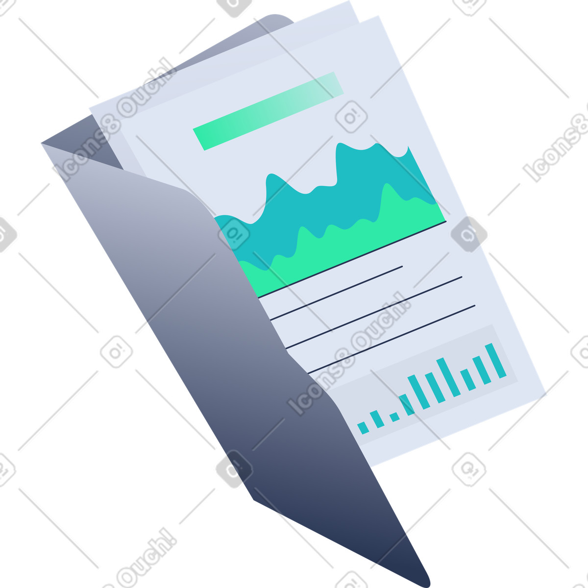 Folder with financial documents illustration in Lucent style download in PNG, SVG